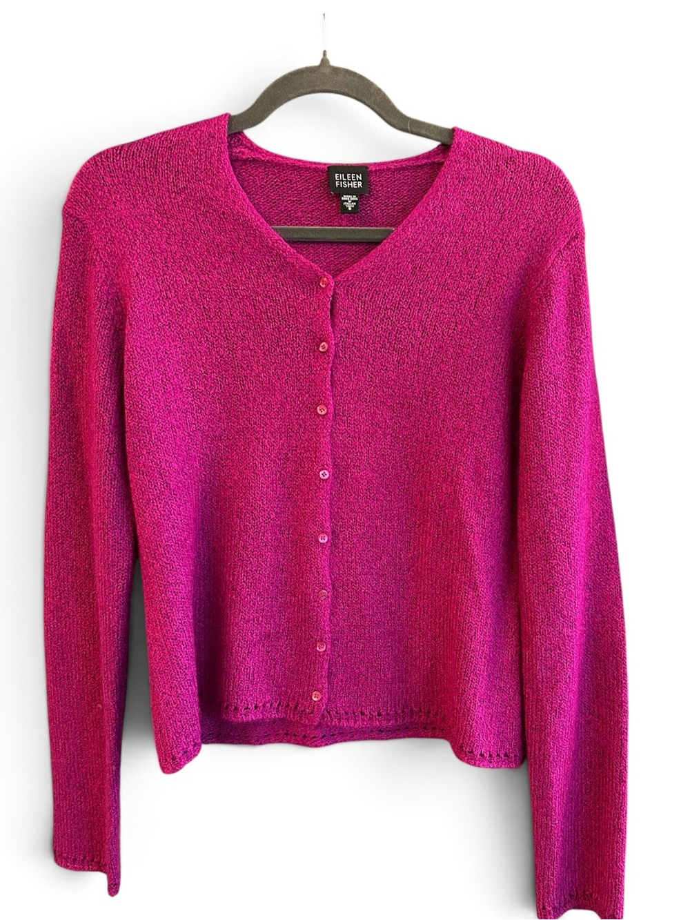 Eileen Fisher Vintage Italian Yarn Women's Magenta Button-Front Sweater S